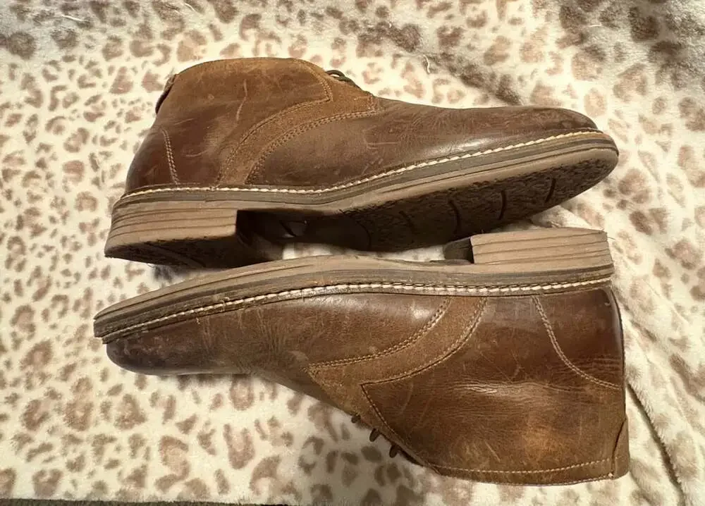 Alfani Knight Men's Brown Leather Chukka Boots Size 8.5M